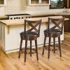 Costway Set of 2 Bar Stools 24'' Height Wooden Swivel Backed Dining Chair Home Kitchen Cross Back - 4 of 4