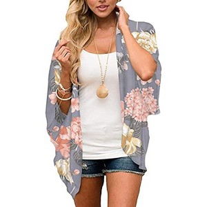 Haute Edition | Women's Lightweight Summer Cardigan Cover Up in Leopard and Floral - 1 of 3