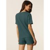 cheibear Women's Casual Pullover Short Sleeve Sleepshirt with Shorts Waffle Pajama Sets - 4 of 4