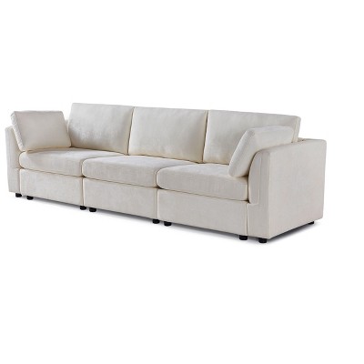 NicBex 112.99 Inch Chenille Sofa Couch,3-Seater Sofa with 2 Throw Pillows for Living Room,Bedroom,Office,Apartment