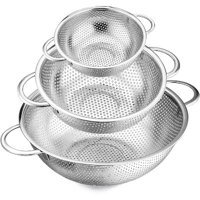 Micro-Perforated Metal Colander Strainer with Handle for Kitchen/Draining Pasta/Rinsing Vegetables Fruits