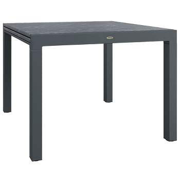 Outsunny Extendable Patio Table for 6-8 People, Aluminum Frame Rectangle Outdoor Dining Table, for Backyard, Dark Gray