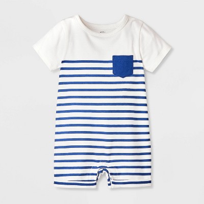 Baby Boys' Pocket Short Sleeve Romper - Cat & Jack™ Cream 6-9M