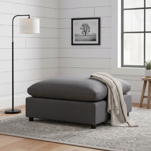 Sapphtopaz Modern Ottoman with Plush Cushion Square Upholstered Footstool with Removable Wood Legs Entryway Ottoman for Living Room, Entryway - 1 of 4