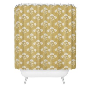 Schatzi Brown Suri Floral Shower Curtain Yellow - Deny Designs: Botanical Microfiber, Easy Care, 71x74 Inch - 1 of 3