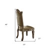 HomeRoots Set of Two Tufted Bone and Brass Upholstered Faux Leather And Wood Dining Side Chairs - 3 of 4