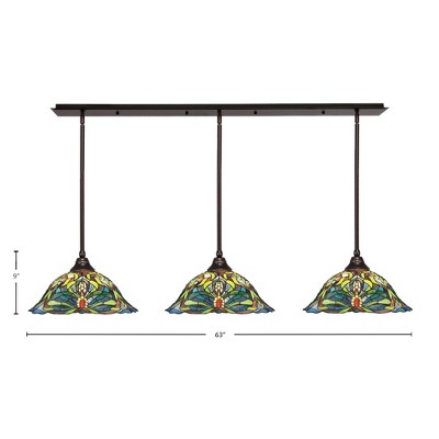 Toltec Lighting Any 3 - Light Chandelier in  Dark Granite with 19" Kaleidoscope Art Glass Shade