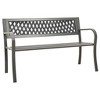 vidaXL Outdoor Patio Bench Garden Park Steel Bench - Gray 49.2" Diamond - 2 of 4