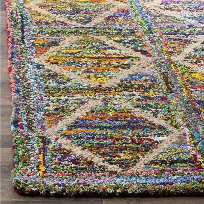 Handmade Multi-Color Wool and Cotton Tufted Rectangular Rug