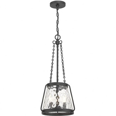 Crawford Matte Black 3-Light Pendant with Clear Water Glass Shade