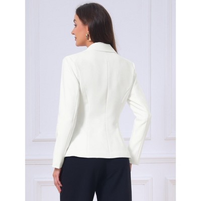 INSPIRE CHIC Women's Work Long Sleeve Lapel Single Button Business Casual Suit Jacket with Pockets Medium White — фото 3