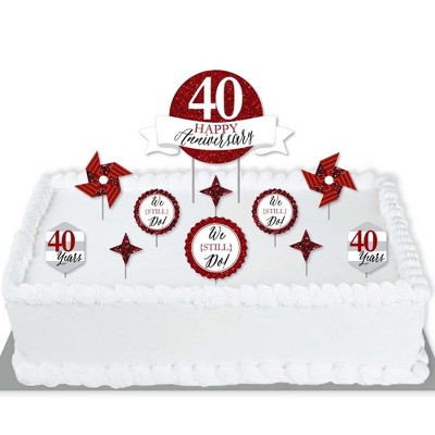 Big Dot of Happiness We Still Do - 40th Wedding Anniversary - Anniversary Party Cake Decorating Kit - Happy Anniversary Cake Topper Set - 11 Pieces