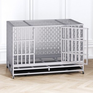XBRIGH 48-Inch Heavy Duty Tin Dog Crate with Wheels, Sturdy Door Lock, Double Doors and Removable Tray Design - 1 of 4