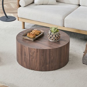 27.5" Round Coffee Table with Low Profile MDF Base,Modern Accent Table for Compact Spaces-The Pop Home - 1 of 4