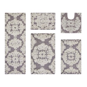 Medallion Collection 5 Piece 100% Cotton Tufted Bathroom Rug Set  with Non-Slip Backing, Machine Washable, Tumble Dry Bath Mat - 1 of 4