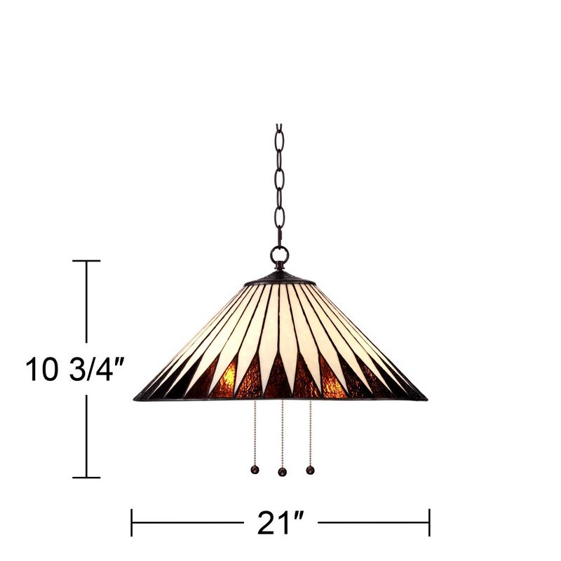 Robert Louis Tiffany Bronze Plug In Swag Pendant Chandelier 21" Wide Tiffany Style Feather Art Glass Fixture for Dining Room House (Colors May Vary), 4 of 9