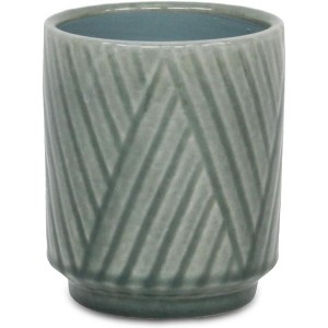 Cheung's Parlora Crossed Diagonal Pattern Straight Side Ceramic Pot - Small - Green - 1 of 4