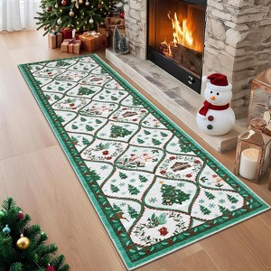 Christmas Area Rugs for Living Room Xmas Tree Snowman Festive Decor Rug Washable Area Rug Soft Low Pile Non-Slip Rug - 1 of 4