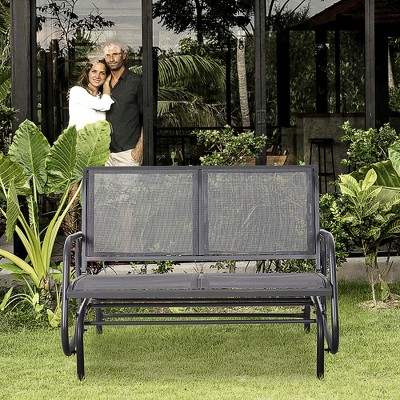 VYNXARIA Outsunny 2-Person Outdoor Glider Bench - Stylish Double Swing Rocking Chair in Gray