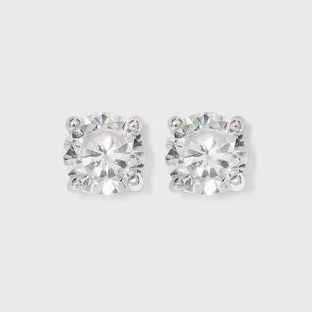 Women's Sterling Silver Stud Earrings Set With Round Cubic Zirconia 3pc - A  New Day™ Silver : Target