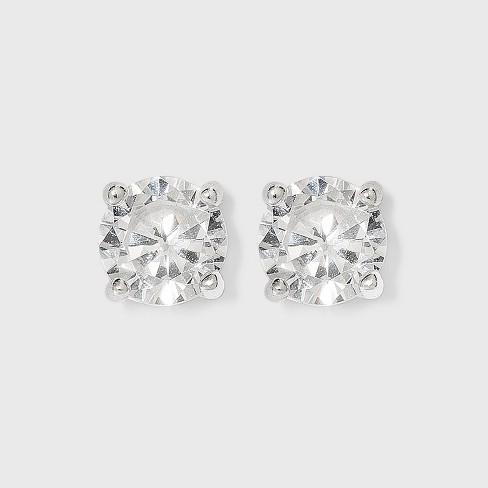 8mm Cubic Zirconia Stud Earrings in Sterling Silver