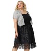 Agnes Orinda Women's Plus Size Short Sleeve Open Front Crochet Lace Allover Cropped Cardigan - 3 of 4