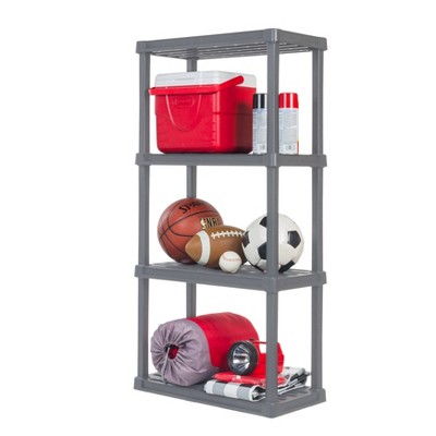 Gray Plastic Heavy Duty 4-Tier Utility Shelf