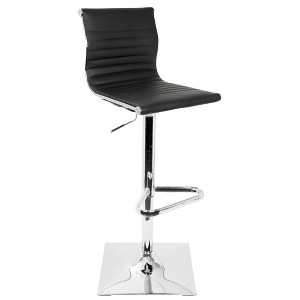 Faux Leather Contemporary Adjustable Swivel Barstool with Angled Seat and Chrome Base for Kitchen, Bar, or Office - 1 of 4