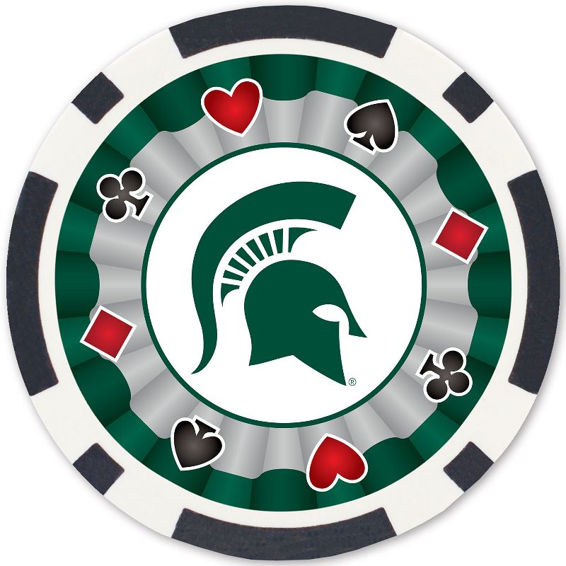 MasterPieces Casino 100 Piece Poker Chip Set - NCAA Michigan State Spartans, 3 of 8