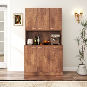 TiramisuBest 60"/70" Metal Kitchen Pantry Cabinet Adjustable Storage 4 Shelves 110lb Capacity Heavy Duty Freestanding Organizer Slim Modern - 1 of 4
