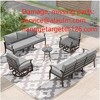 ALAULM Aluminum Patio Furniture Set Modern Metal Outdoor Conversation Sets w/45in Propane Fire Pit Table, Swivel Rocking Chairs w/5.1 Inch Cushion - 4 of 4