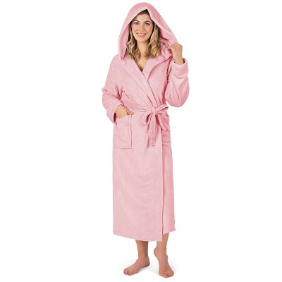 PAVILIA Women Robe with Hood, Fleece Plush Soft Long Hooded Robe, Fluffy Fuzzy Cozy Warm Bathrobe Shower Spa House