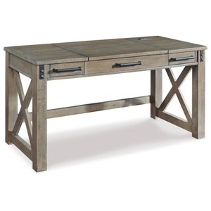 Aldwin Home Office Lift Top Writing and Computer Desk Black/Gray - Signature Design by Ashley: 60" Adjustable, with USB Charging Station - 1 of 4