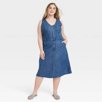 Women's Denim Midi Dress - Universal Thread™ Sky Blue