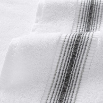 Aston & Arden Turkish Cotton 6-Piece White Towel Set with Ombre Striped Border