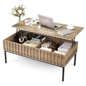 43Inhc LinTimes Wooden Coffee Table, Lift Top Coffee Table with Large Hidden Storage Compartment, Lift Tabletop Dining Table - 1 of 4