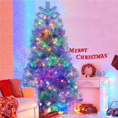 Resenkos 6ft Pre-Lit Artificial Christmas Tree with 300 LED Lights and 11 Selectable Lighting Modes,