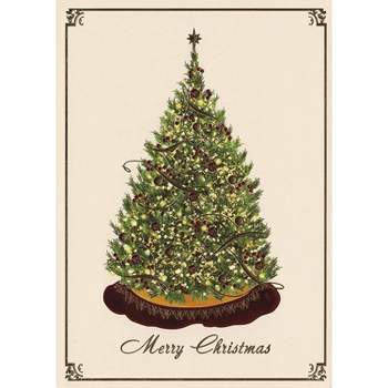 Masterpiece Studios Holiday Collection 15-Count Boxed Embossed Christmas Cards with Foil-Lined Envelopes, 7.8" x 5.6", Elegant Tree (851400)