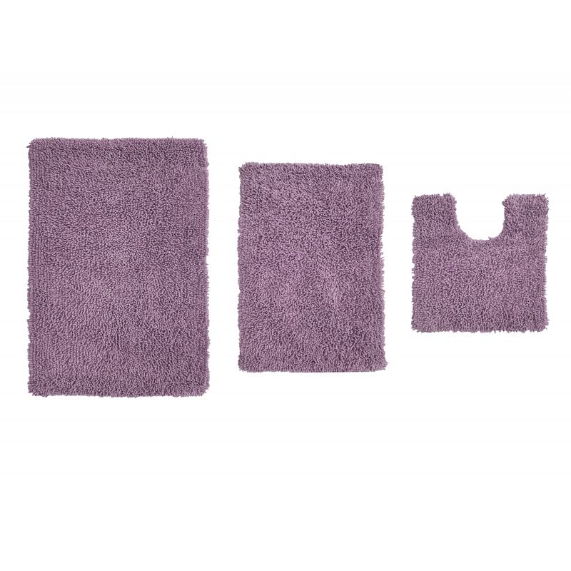 Fantasia Bath Rug Collection Cotton Shaggy Pattern Tufted Set of 3 Bath Rug Set - Home Weavers, 1 of 4
