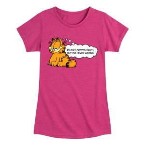 Girls' - Garfield - Not Always Right Fitted Short Sleeve Graphic T-Shirt - 1 of 4