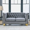 KWPZQEB Velvet Sofa, Tufted Sofa with Trimmed Nailhead and Metal Legs, Chesterfield Sofa with Square Armrest & Upholstered for Living Room - 2 of 4