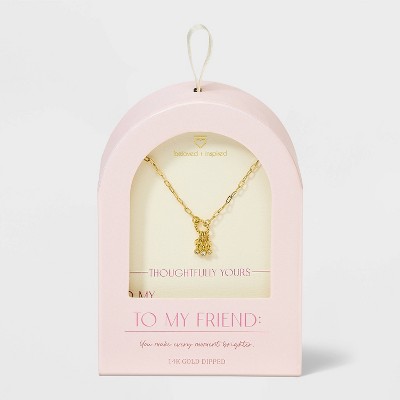 Beloved + Inspired 14K Gold Dipped Cluster Cubic Zirconia Charm Pendant Necklace - Gold