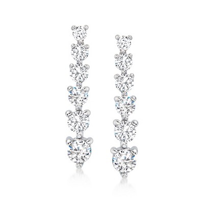 Ross-Simons 1.00 ct. t.w. Diamond Graduated Linear Drop Earrings in 14kt White Gold