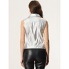 INSPIRE CHIC Women's Lapel Moto Biker Faux Leather Sleeveless Jacket - 3 of 4