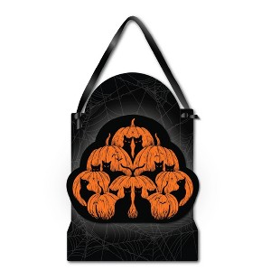 Courtside Market Pumpkin Cats 12x16 Hanging ArtBoard with Black Ribbon - 1 of 2