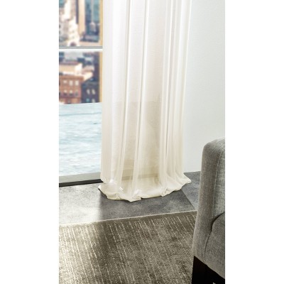 Ivory Sheer Pleated Rod Pocket 95" Window Panel