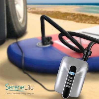 Compact Silver & Black Electric Air Pump with LCD Screen