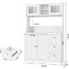 Coucheta 66" Kitchen Pantry Cabinet with LED Lights - Freestanding Hutch with Microwave Shelf, 3 Drawers & Countertop for Dining Room - 2 of 4