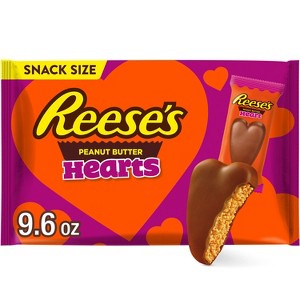 Reese's Valentine's Day Milk Chocolate Peanut Butter Hearts Candy Snack Size - 9.6oz - 1 of 4