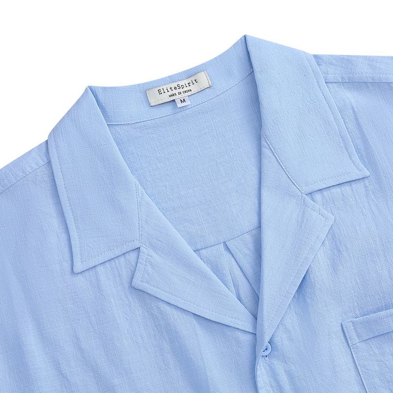 Men's Linen Shirts Short Sleeve Casual Button Down Shirts Lightweight Summer Beach Shirt with Pocket, 3 of 8